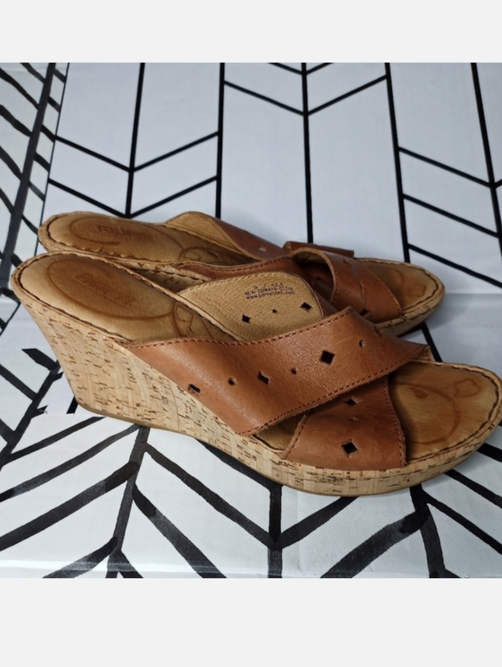 Born Brown Cork Wedge Slide Sandals 9